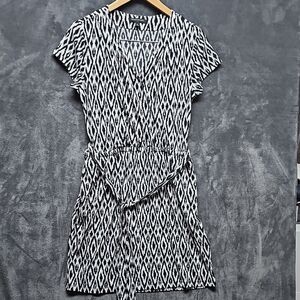 Banana Republic Black and White Patterned Midi Dress